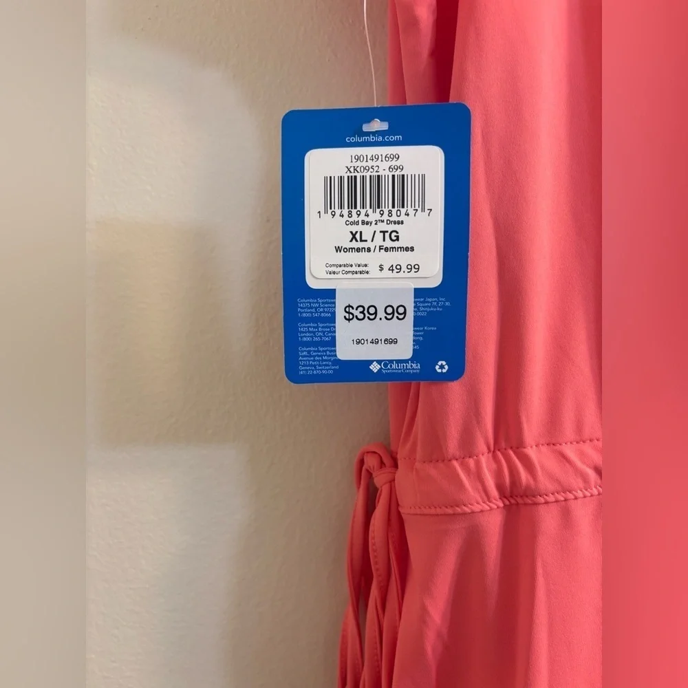 Columbia Women Dress Mini Summer Lightweight Stretch Salmon Pink Size XL